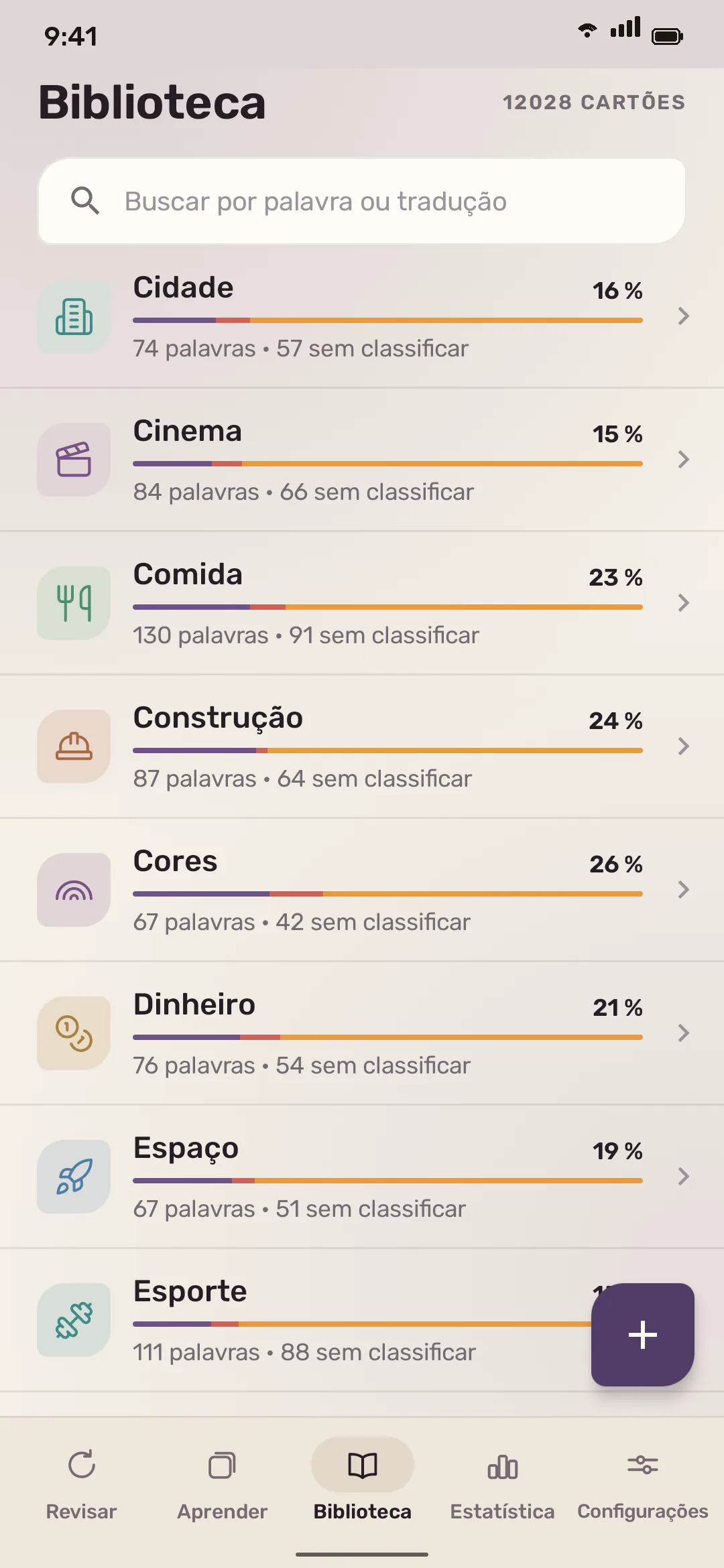 A biblioteca do REKURA: conjuntos por nível e tema e o seu progresso