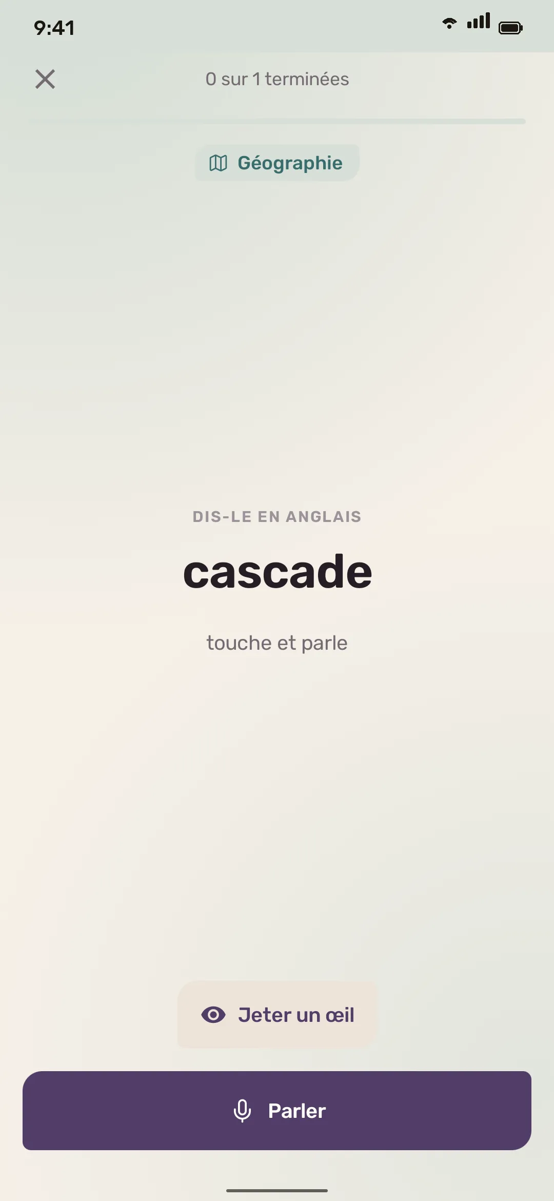 Carte d’un mot anglais avec réponse vocale