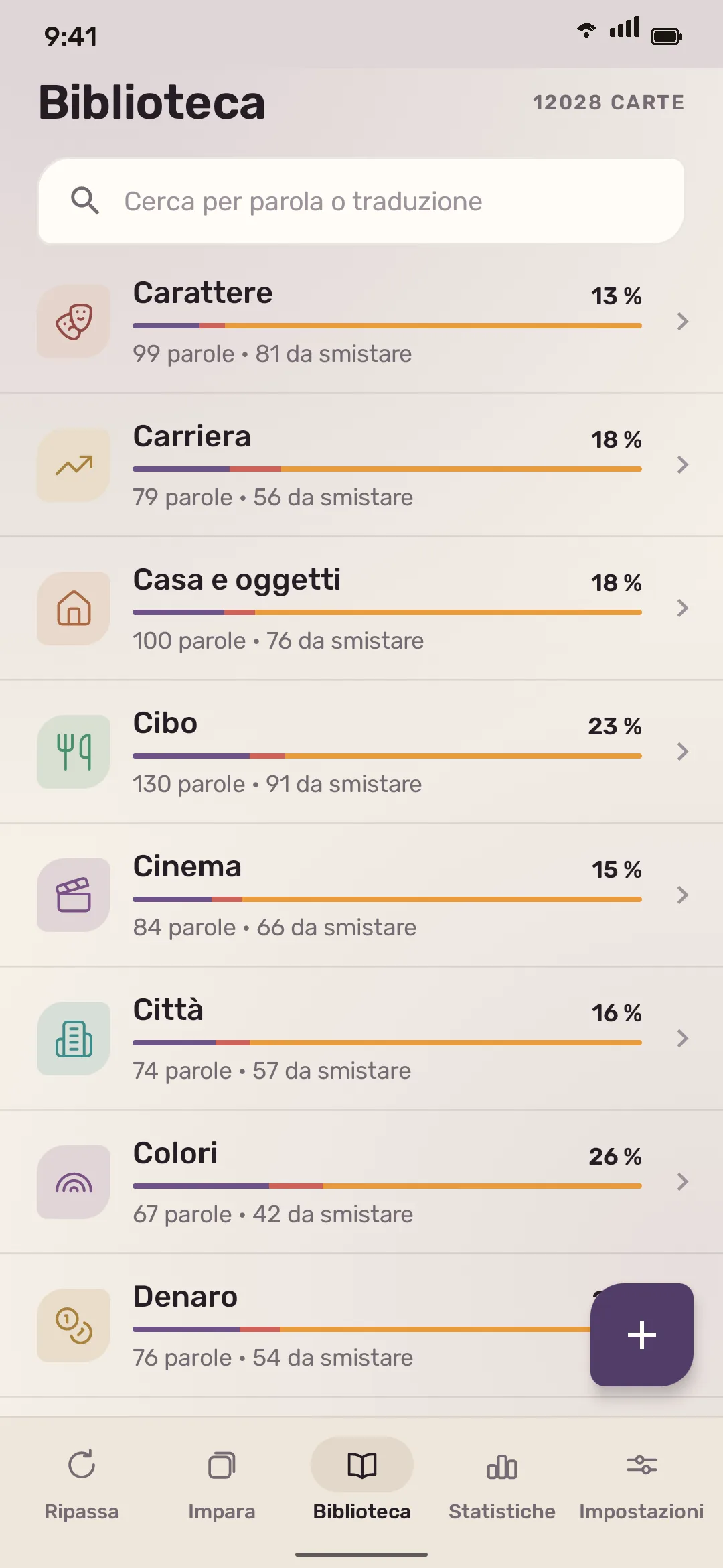 Gruppi di parole inglesi già pronti nella biblioteca
