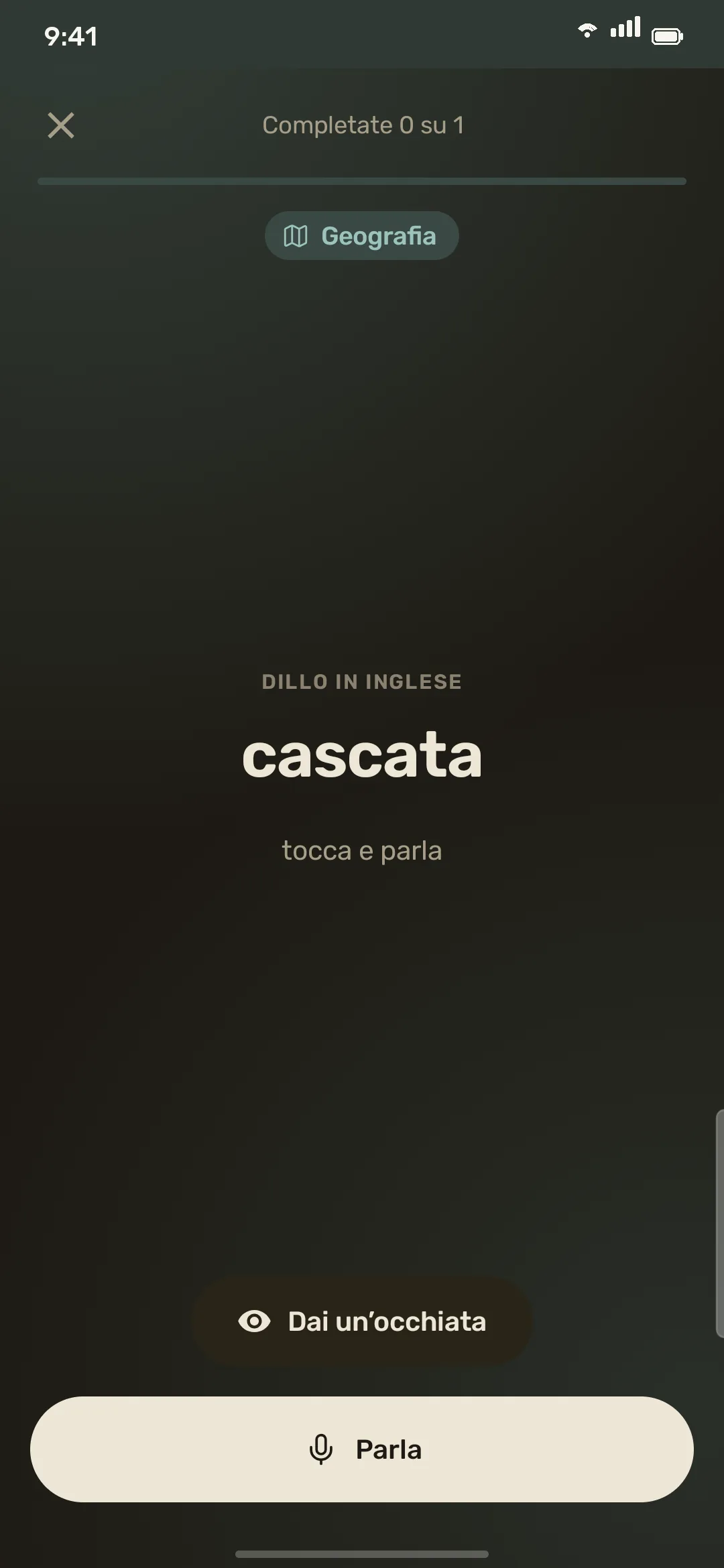 Carta di una parola inglese nel tema scuro